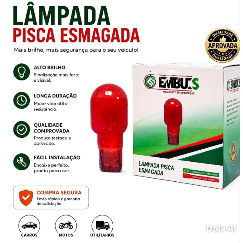 Lâmpada pingo T10 laranja 12v 5w seta lateral kit com 5 unidades