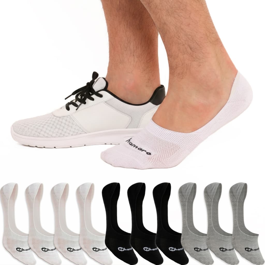 Kit 10 Pares Meias Zhamaro Sapatilha 100% Invisível Silicone Antiderrapante Algodão Unissex Soquete