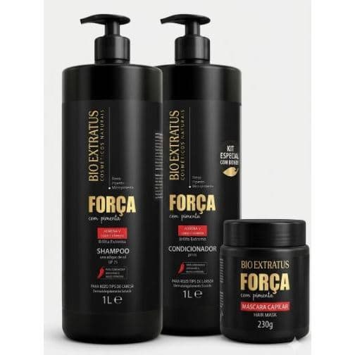 Kit Força com Pimenta Shampoo e Condicionador Bio Extratus - 1L Crescimento e Antiqueda GANHE BRINDE FORÇA