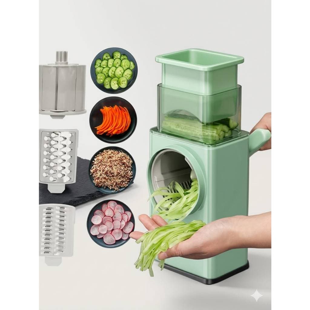 Ralador de Queijo Fatiador Legumes Cortador Vegetais Manual 3em1 Multiuso Cozinha Giratorio Manivela