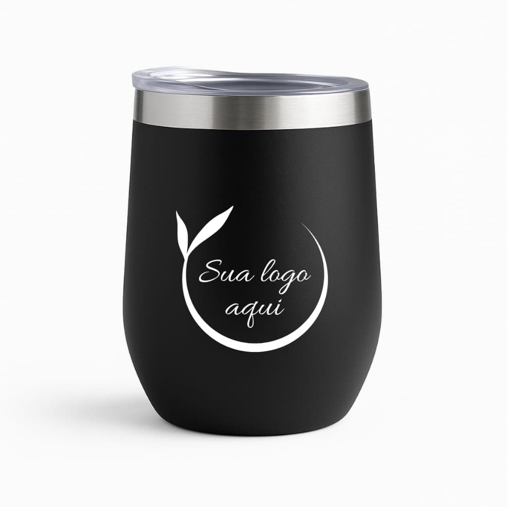 Copo cuia térmico com tampa, personalizado logo, nome ou frase gravação a laser