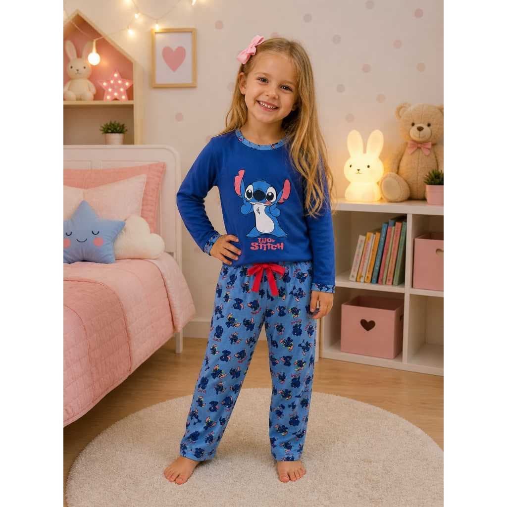 Kit pijama infantil feminino manga longa + pantufa infantil feminina chinelinho de quarto Inverno quentinho