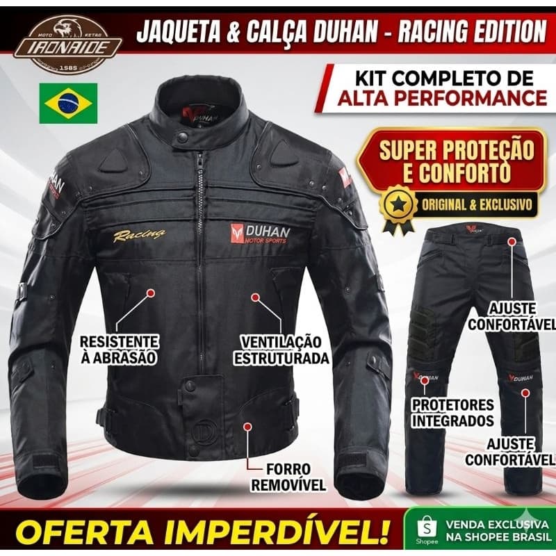 Jaqueta Motoqueiro Motociclista Duhan Com Proteção Impermeável Corta Vento Motocross Corrida Casual