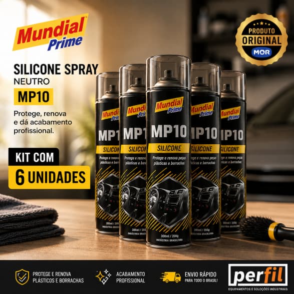 KIT 6 SILICONE SPRAY AUTOMOTIVO 300ML NEUTRO MUNDIAL silicone liquido automotivo spray silicone