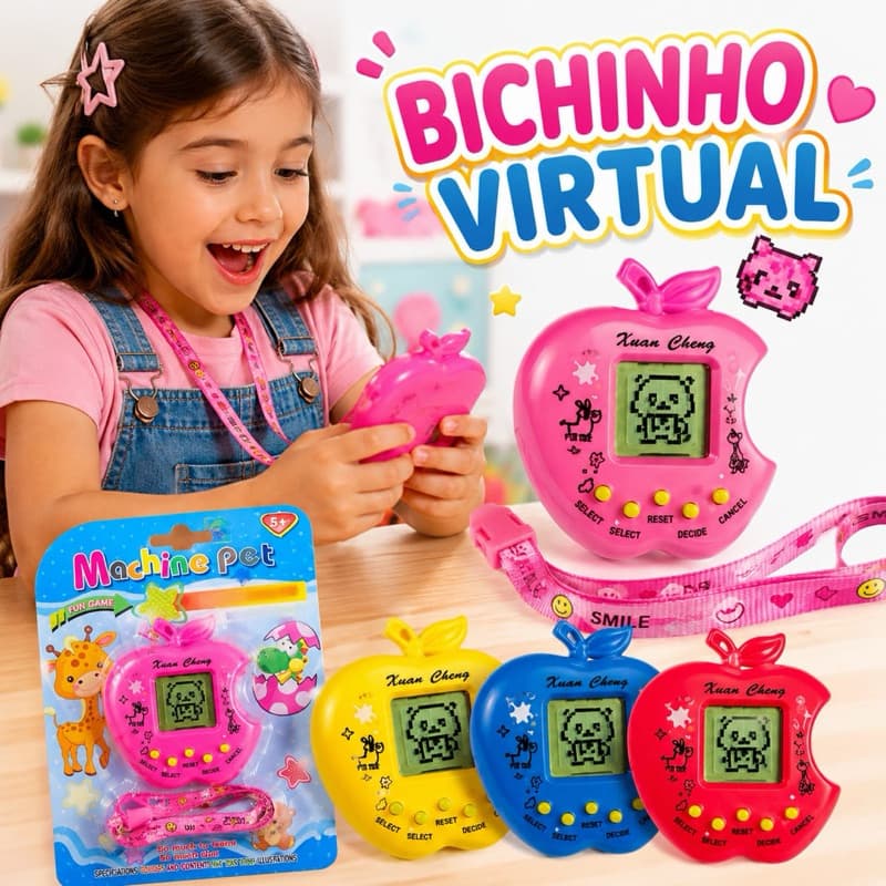 Kit com 60 unidades de bichinho virtual sortidos Tamagotchi Mini Game. Frete Grátis.