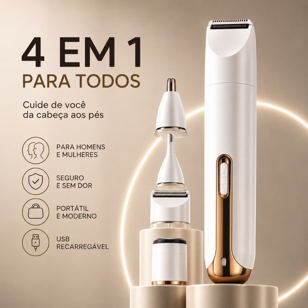 Aparador Elétrico 4 em 1 USB Recarregável para Homens e Mulheres Multifuncional