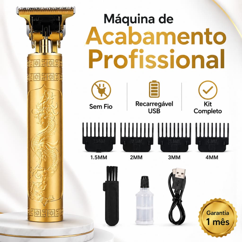 Máquina de Cortar Cabelo Dragão Aparador de Barba Masculino Sem Fio USB