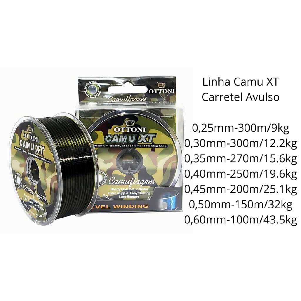Linha Camu XT Monofilamento Camuflagem Carretel Grande Ottoni