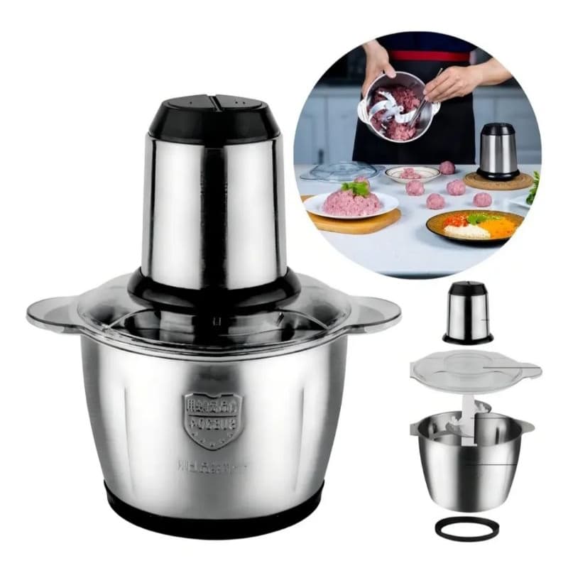 Mini Processador Alimentos Elétrico Inox Triturador Carne Legumes Alho Grande Potente 3L Barato Alta Qualidade Pratico