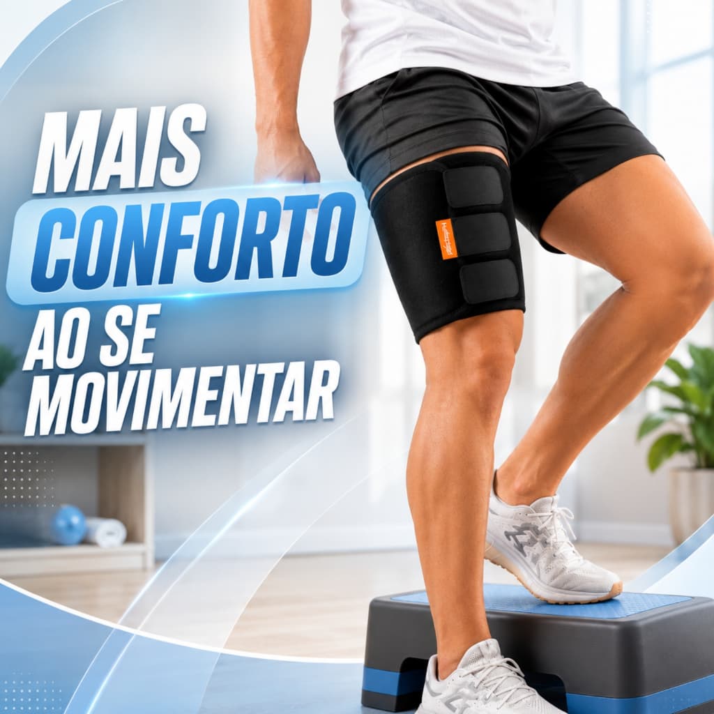 Suporte Coxa Hidrolight Ajustável Neoprene Compressão Muscular Treino Corrida Academia Futebol