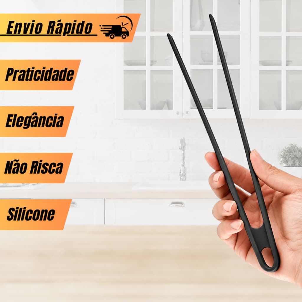 Pegador Grande Tipo Pinça Culinária em Silicone para Massas e de Saladas Modelo Japonês HASHI