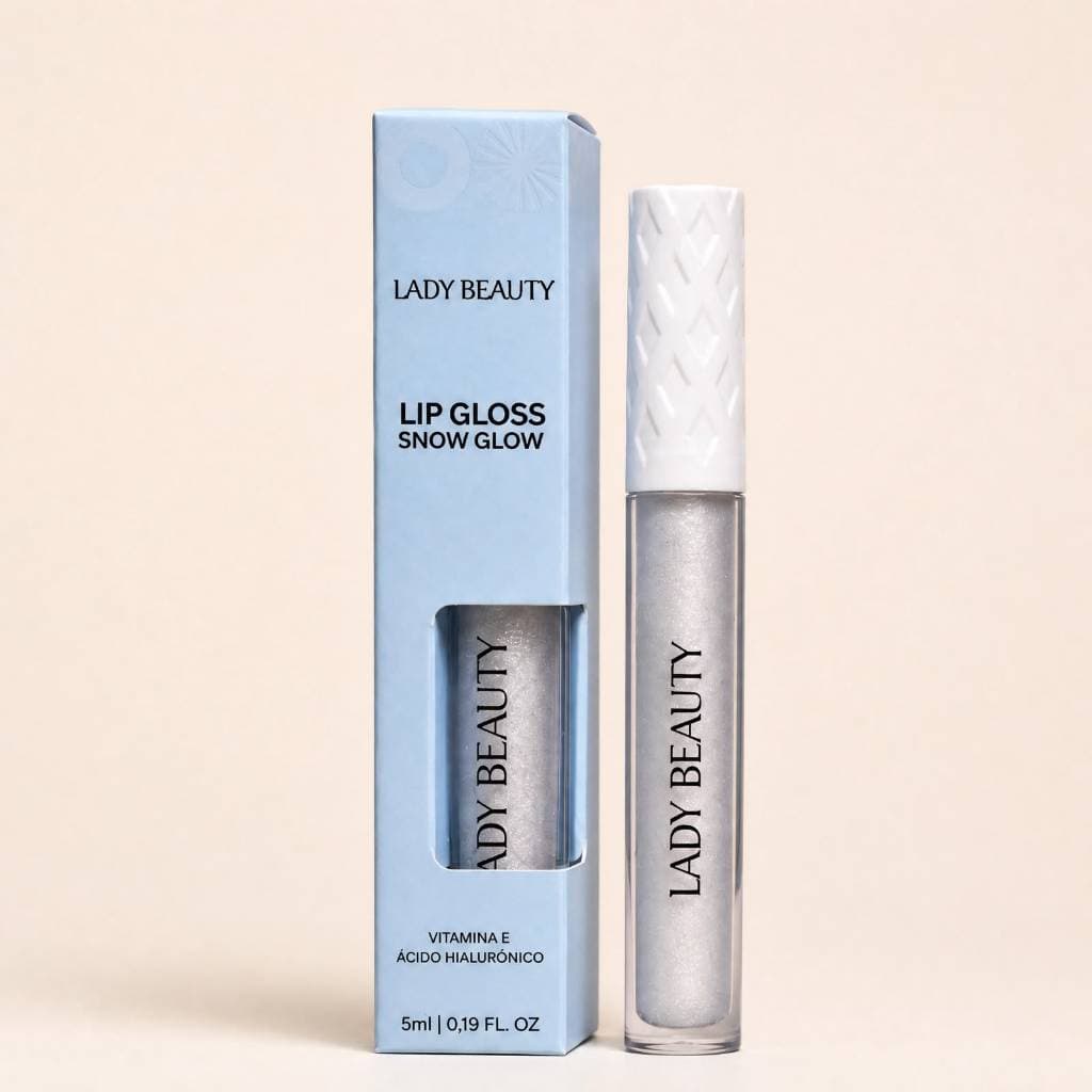 Lip Gloss Lady Beauty Snow Glow Brilho Prata Hidratante Vitamina E Ácido Hialurônico Gloss Labial