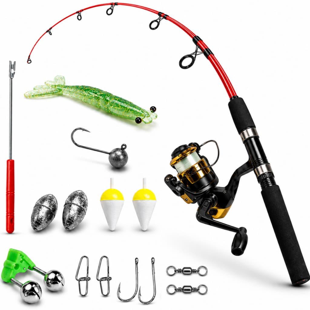 Kit Pesca Iniciante Vara Molinete Linha Anzol Chumbada Isca