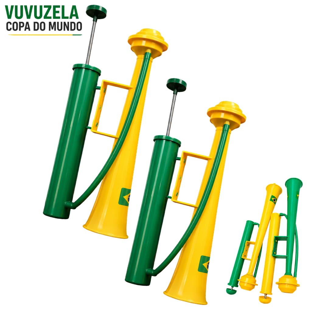 Vuvuzela Torcer Brasil Copa do Mundo Corneta Verde e Amarelo Buzina PotenteTorcida Grande Kit