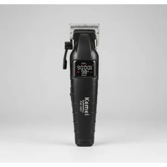 Máquina de Cortar Cabelo Profissional Kemei KM-1667 - Sem Fio com Display LED e 10 Pentes