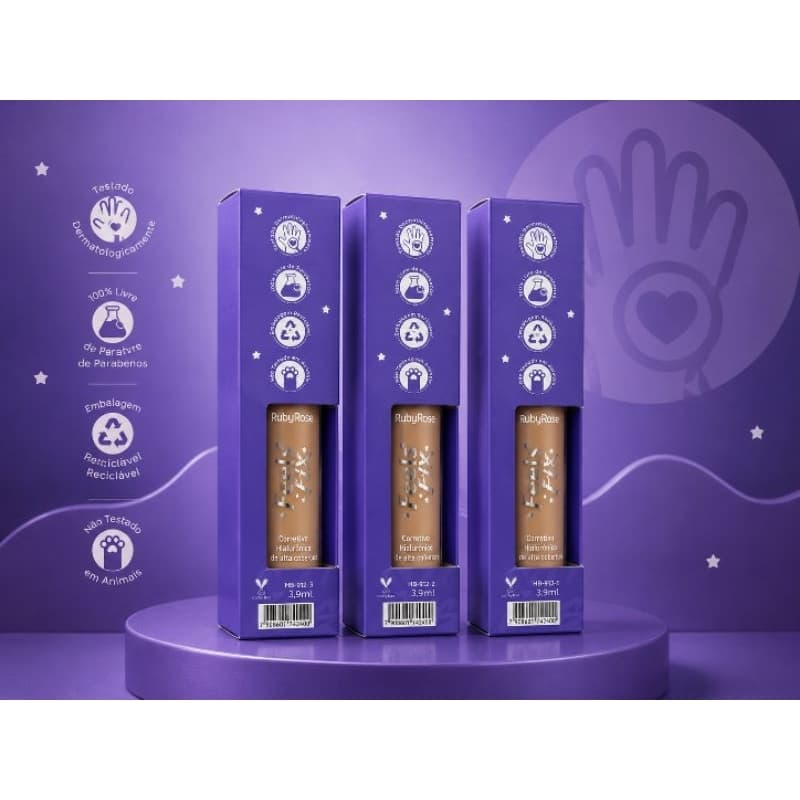 Corretivo Líquido Ruby Rose 3,9ml com Alta Cobertura e Hidratação