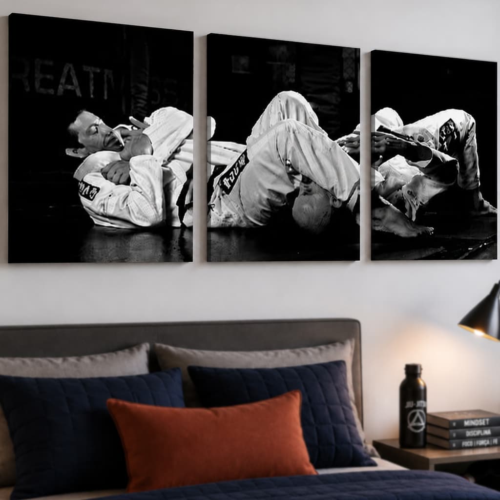 Quadro Decorativo Jiu Jitsu Luta Arte Marcial Movimento Força Treinamento Faixa