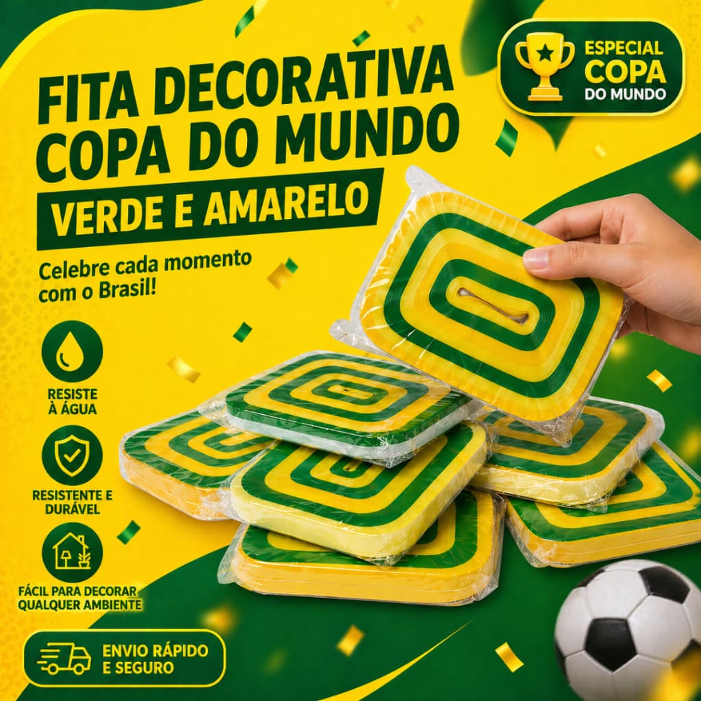 200 Fita Verde Amarela Copa Do Mundo  Metros Decoração Rua Festa Brasil Torcida