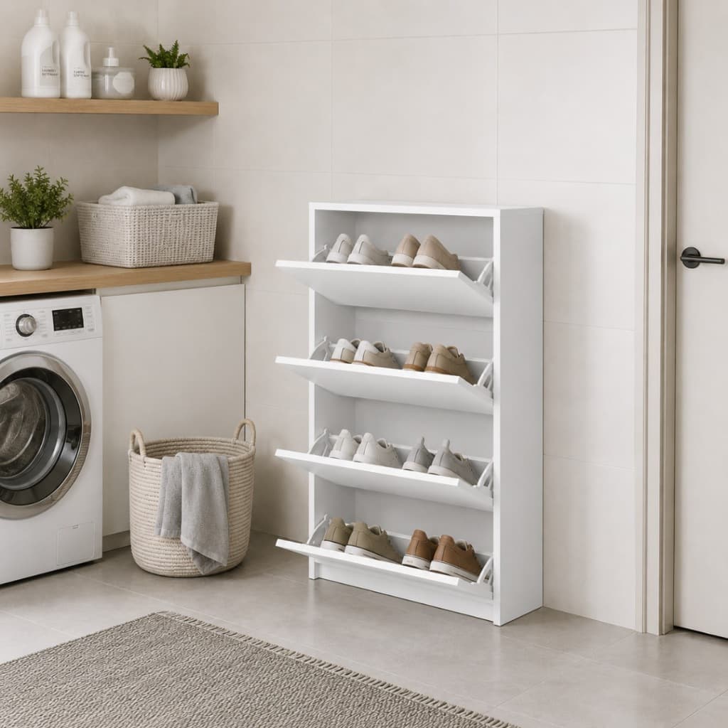 Sapateira Compacta Vertical Com Portas Basculantes Ideal Para Quartos Closets E Corredores