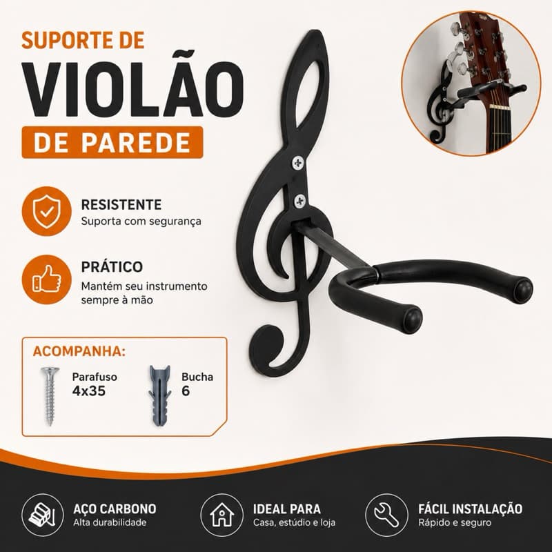 1 Suporte de Parede para Violão e Guitarra
