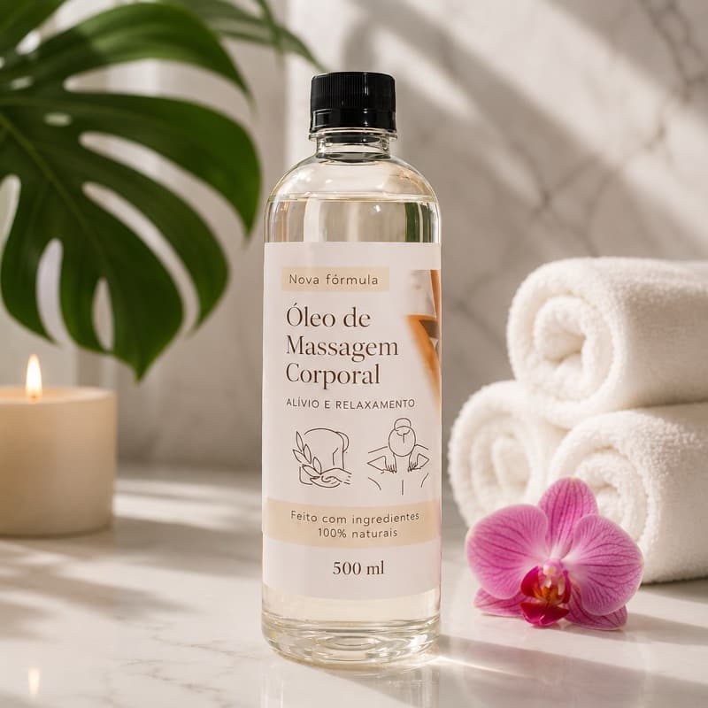 Óleo para Massagem Corporal Neutro 500 ml Profissional