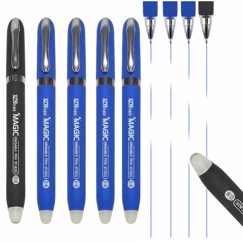 Kit 2 Canetas Apagáveis Ponta Fina Azul – Caneta Retrátil para Escola, Escritório, Estudos e Escrita Precisa