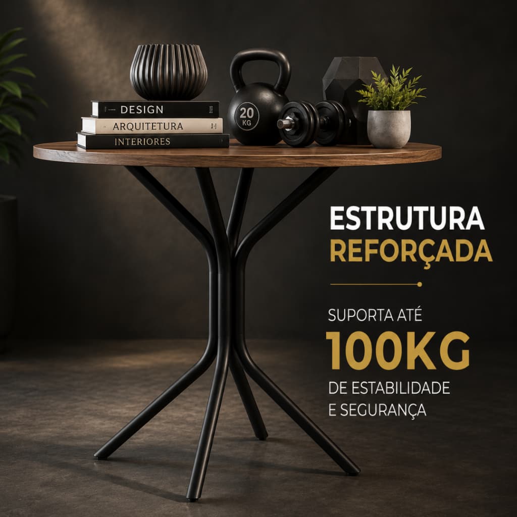 BASE DE MESA SUPORTE PÉ APOIO TAMPO QUADRADO OU REDONDO 80X80CM AÇO TUBULAR