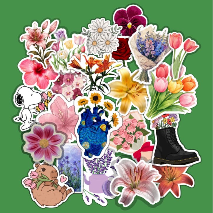 Lote Adesivos Decorativo Flores Flowers Scrapbook Planner Decoração