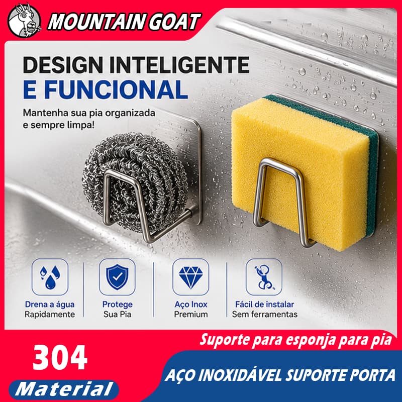 Aço inoxidável Suporte Porta Esponja para bucha de pia Prateleira de cozinha(Enviamos imediatamente)