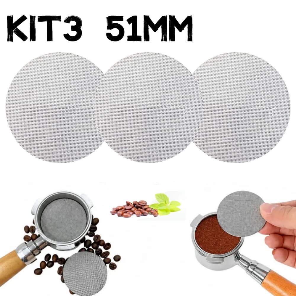 Puck Screen 51mm Filtro Malha Aço Inox P/ Cafeteira Espresso Premium Prata Reutilizável Aço Inox