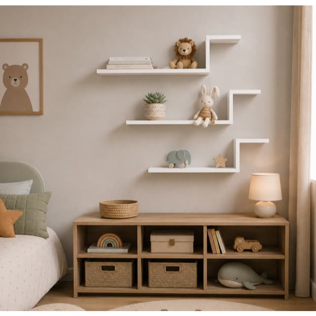 Conjunto 3 Prateleira Decorativa Z Parede MDF Moderna Nicho Suspenso Organização