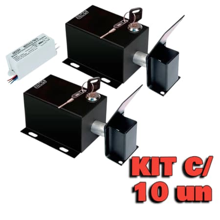 Kit 10 Travas de Portão COR CINZA ou PRETA RCG Completa C/ 10 Modulo Temporizador Basculante Deslizante 127V OU 220V