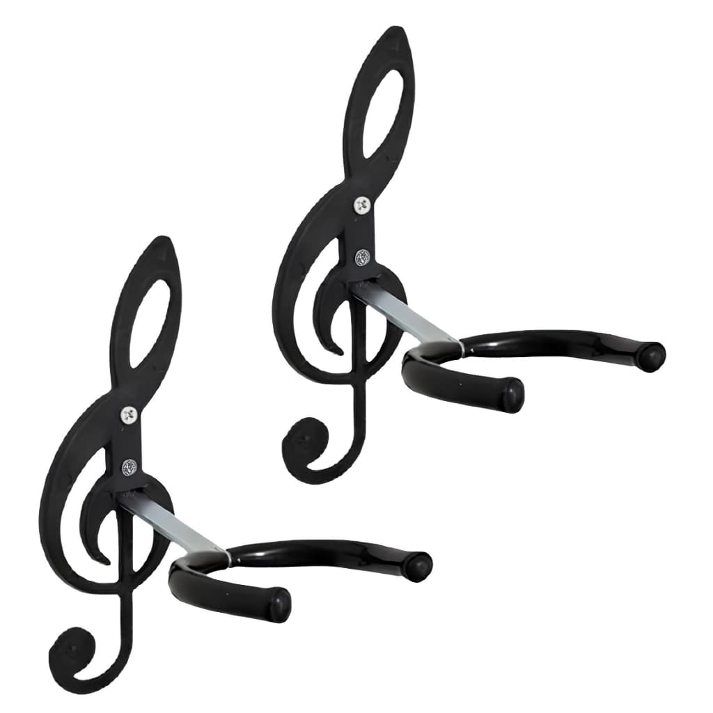 Kit 6 Suportes de Parede PRETO para Violão, Guitarra, Ukulele, Baixo – Design Clave de Sol 𝄞
