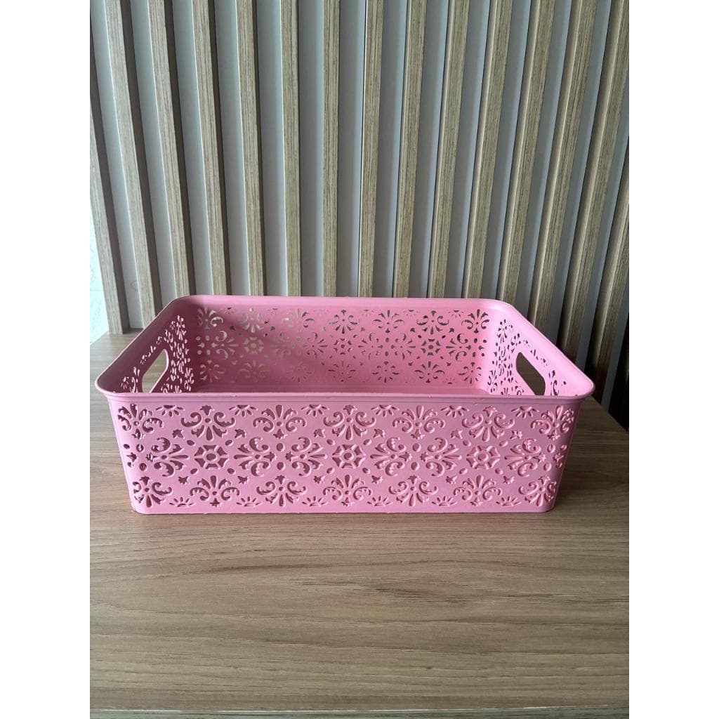 KIT com 3 Cesto Sem Tampa - Cesta Oriental Rosa -  7 LITROS – Organizadores Organizadora Multiuso Rosa