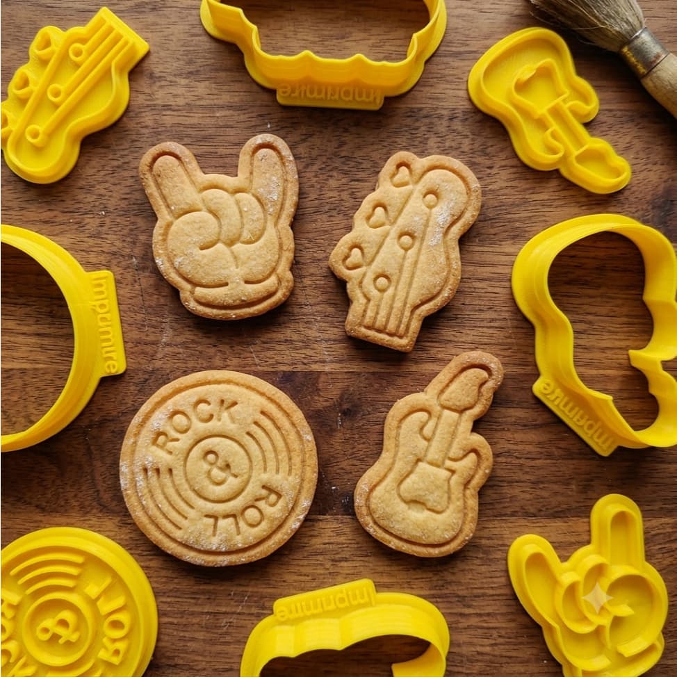 Cortador com Marcador para Biscoito e Pasta Americana Musica Rock and Roll