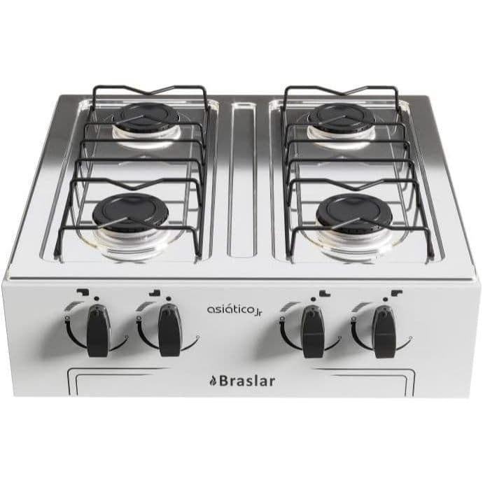 Fogão Cooktop De Mesa Portátil A Gás 4 Bocas Braslar Acendimento Manual