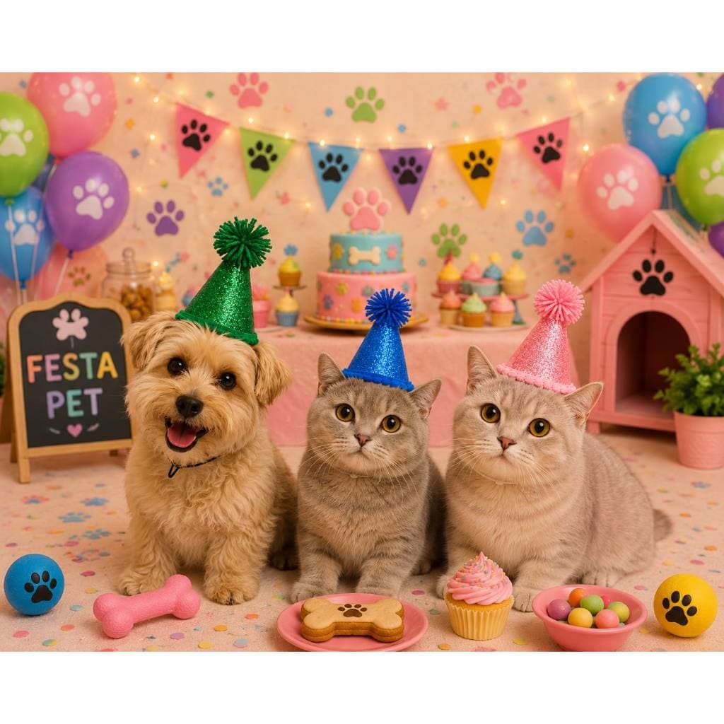 Chapeuzinho de Aniversário Pet  | Festa de Cachorro e Gato