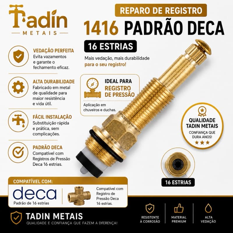 Reparo Registro 1416 Padrão Deca 16 Estrias – Registro de Pressão