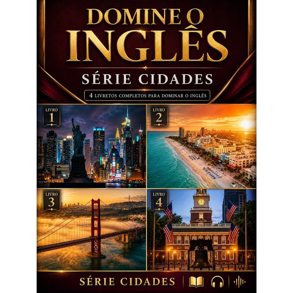 4 Livros de Inglês Coleção  Viaje pelo Mundo sem Sair de Casa:   Inglês com a Série Cidades