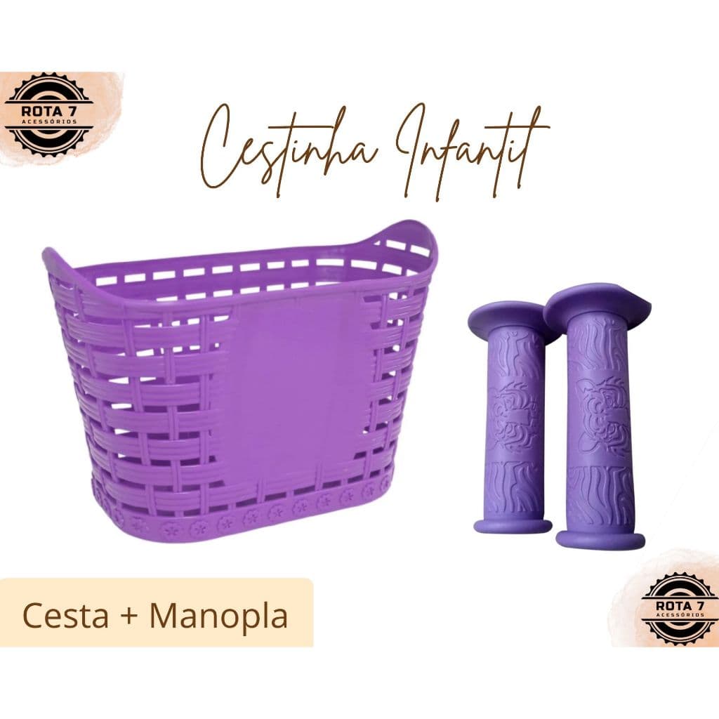 Cestinha Infantil Aro 14 16 Roxo Cesta Mirim Bicicleta MTB Bike Roxa Lilás - Wester
