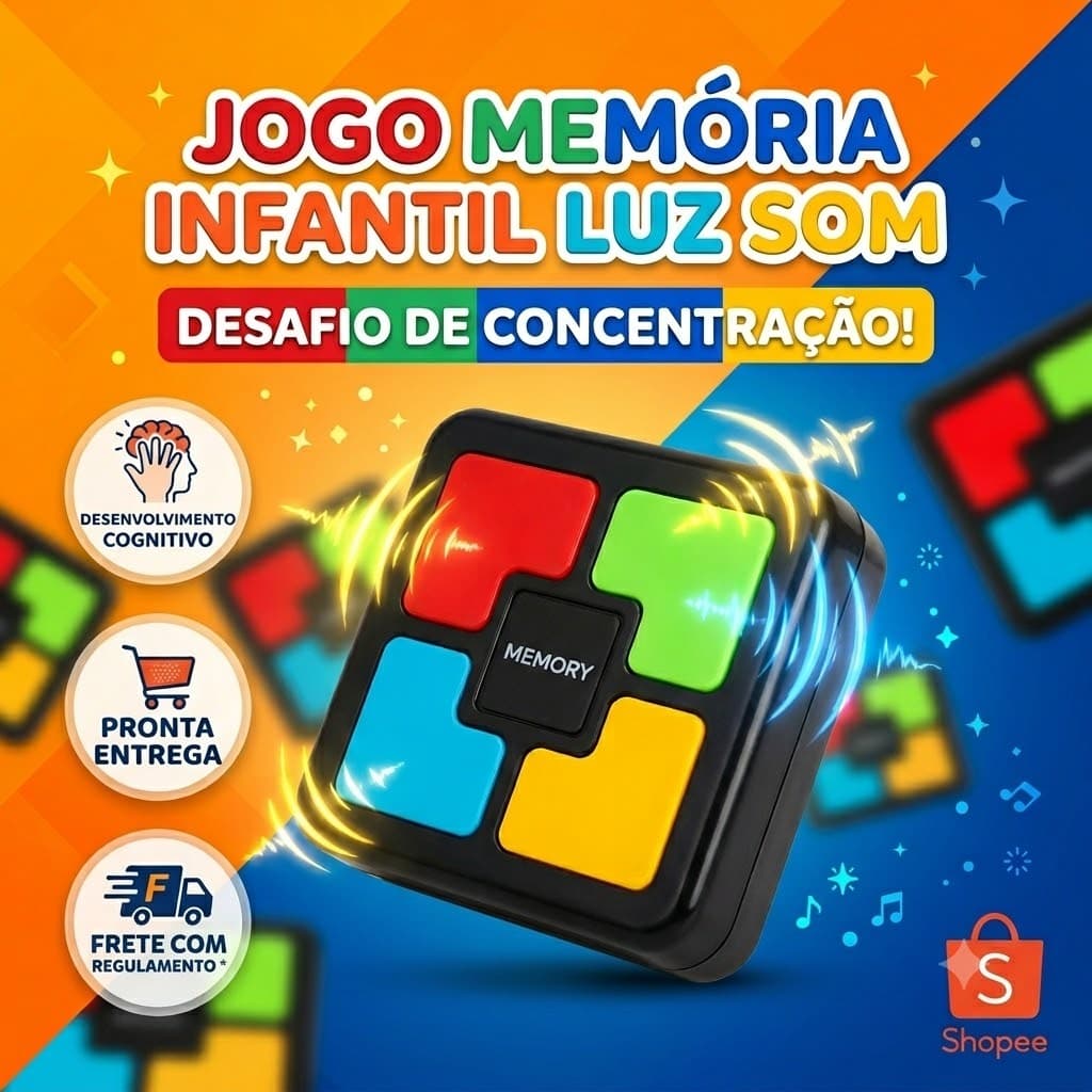 Jogo Da Memoria Genius Infantil Com Luz E Som Brinquedo Educativo Visual Memory