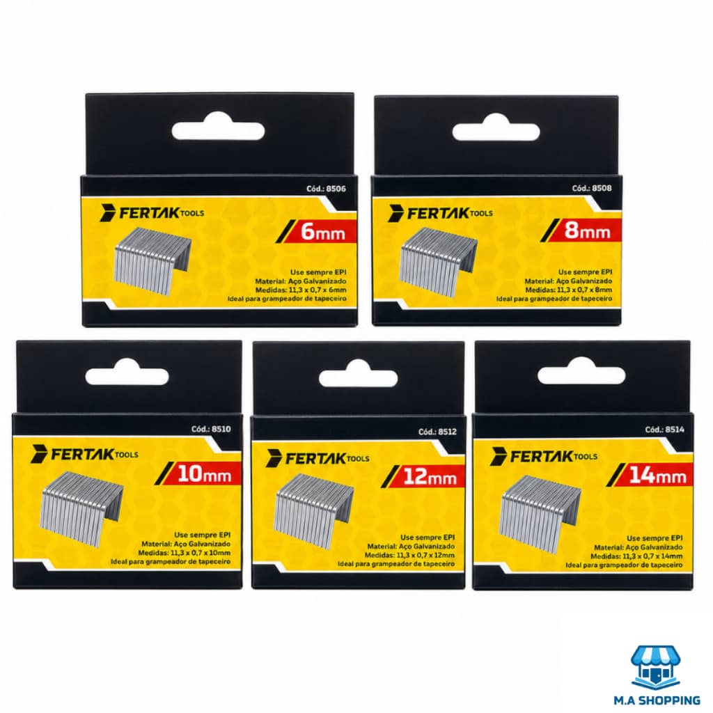 Grampo Grampeador Tapeceiro Kit 6 a 14mm Fertak Tools