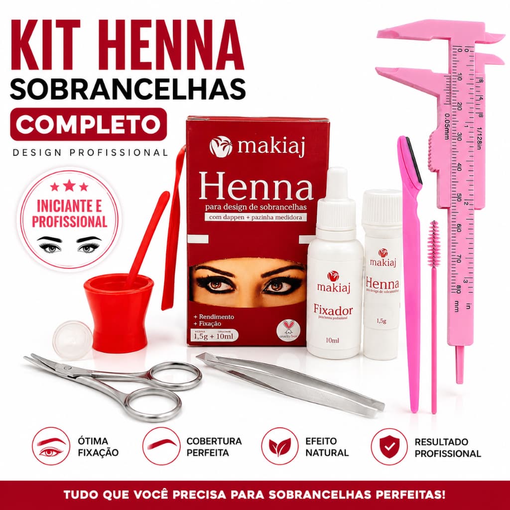 Kit Henna Sobrancelhas Completo Design Profissional