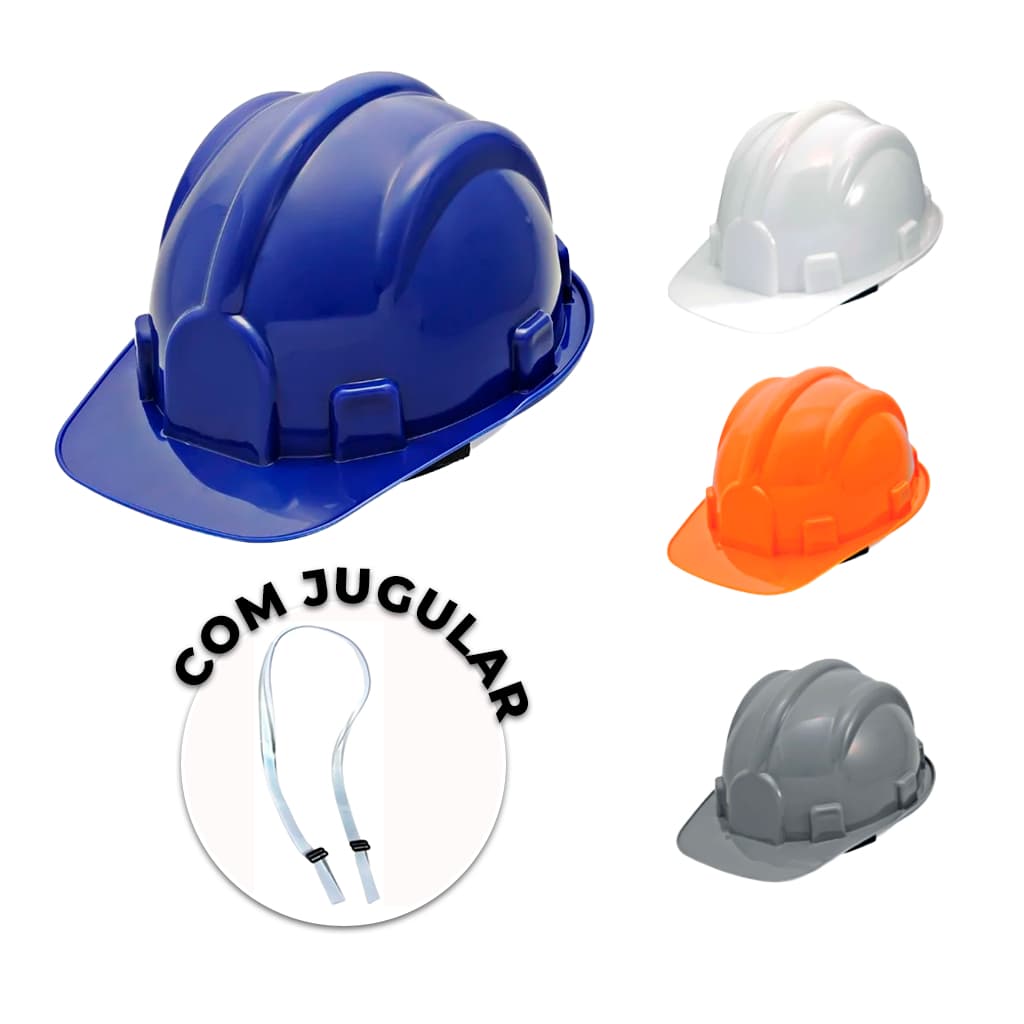 Capacete De Segurança Com Carneira + Jugular P/ Obra Proteção Trabalho Epi Construção Civil
