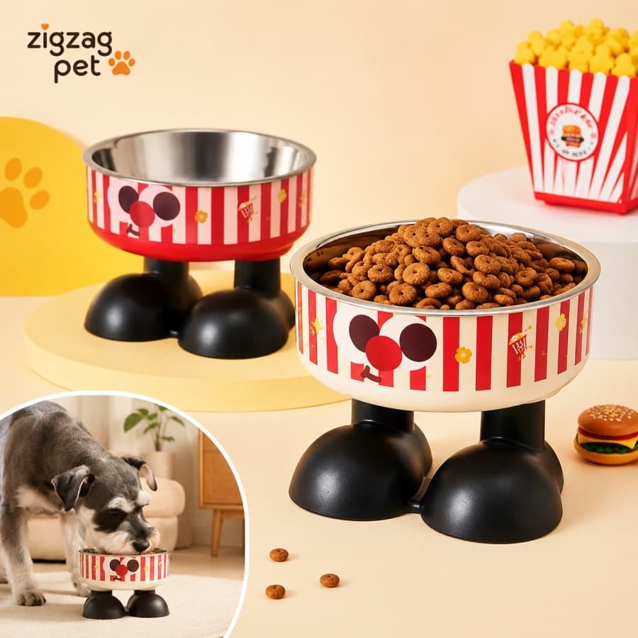 Tigela Pet Elevada 2 em 1 Inox Removível Antiderrapante para Cães e Gatos Ração Água