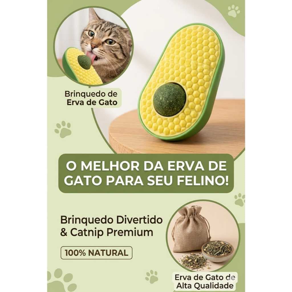 Brinquedo Gato Abacate Giratório Com Catnip Erva De Gato Natural Interativo Pet.