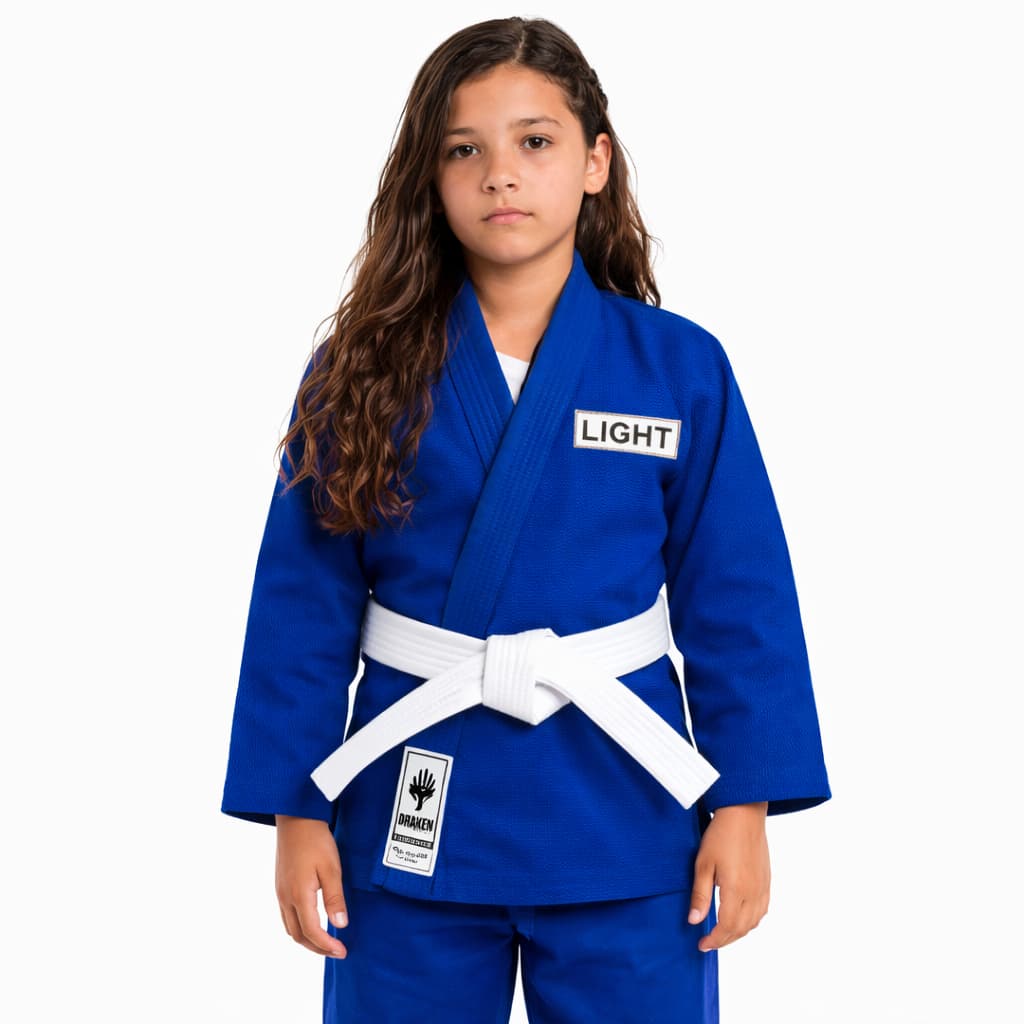 Kimono Infantil Jiu-Jitsu Trançado Draken Azul + faixa branca simples de Brinde Grátis