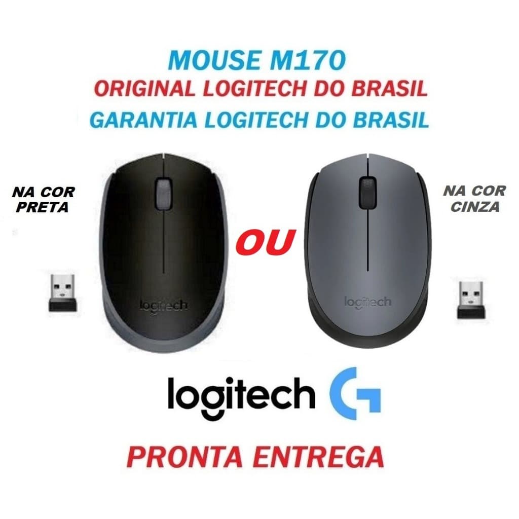Mouse Logitech M170 Preto ou Cinza Sem Fio Wireless Mini Usb Optico RC/Nano PC Mac Notebook laptop