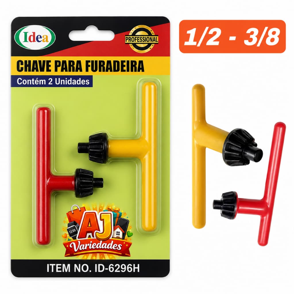 Chave de Mandril para Furadeira 2 unidades 1/2 - 3/8 cabo emborrachado
