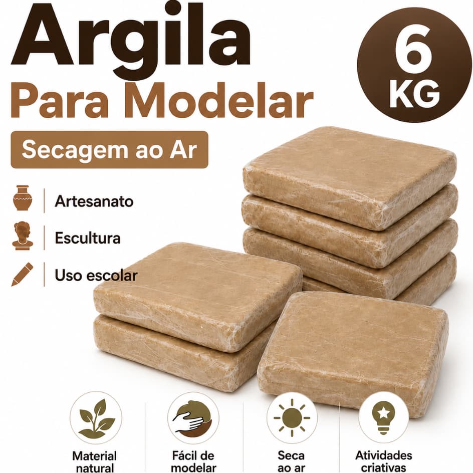 Massa De Argila Marrom Modelagem Escultura Escolar